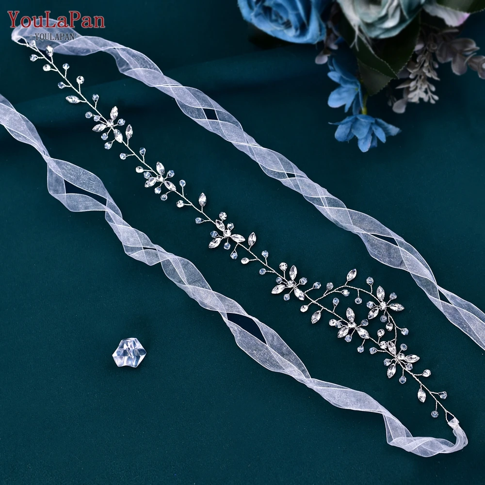 Bridal Waistband TOPQUEEN Rhinestone Belt Wedding Dress