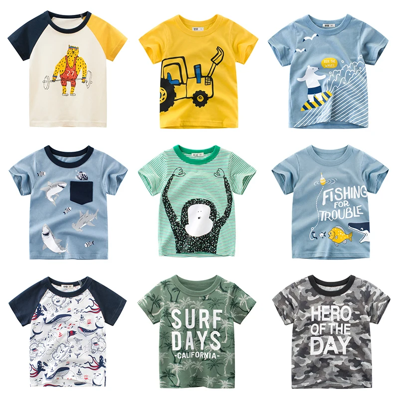 T-shirts Cartoon Boys Girls Kids Car Print T Shirt For a Boy Children Summer Short Sleeve T-shirt Cotton Tops Clothing 2-8 Years