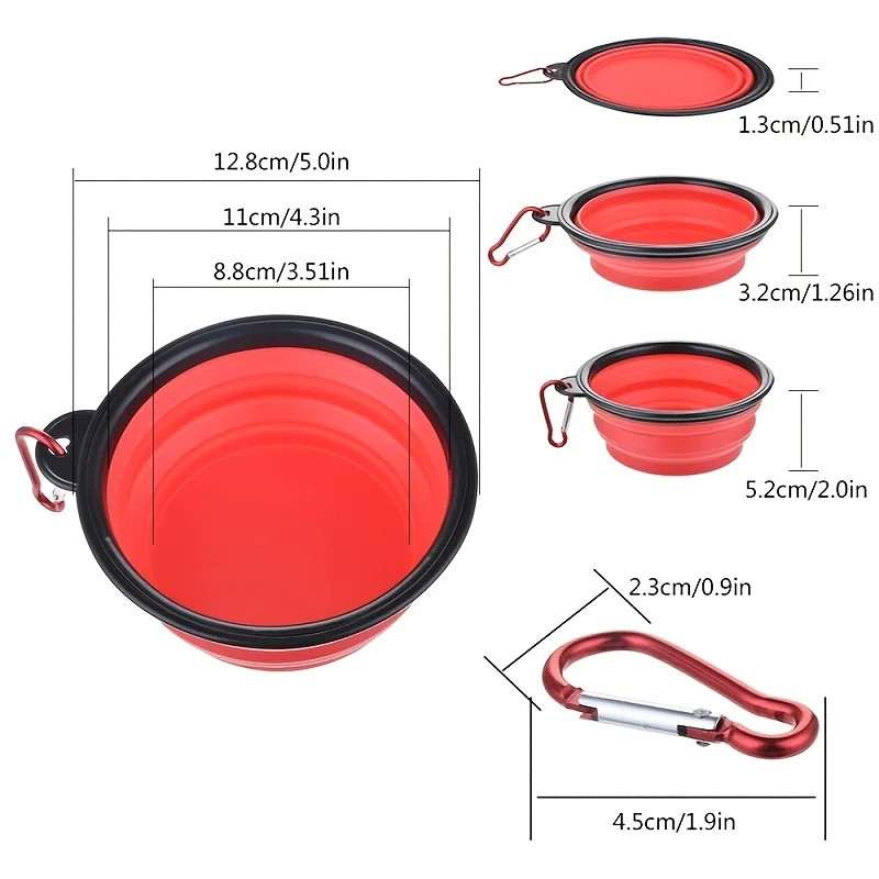 Portable Pet Food Bowl  Durable TPR Bowl  Cat and Dog Food Pet Silicone Collapsible Bowl Portable Travel Outdoor Water Food Bowl 2