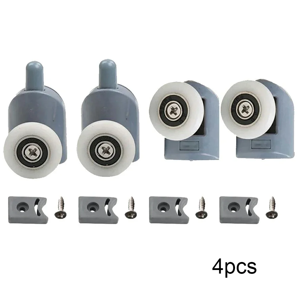 4pcs 19/23/25/27mm Shower Door Top Bottom Rollers Cabins Pulley Sliding Glass Door Roller Runners Wheels Pulleys Diameter