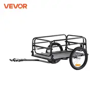 VEVOR 160 lbs Bike Cargo Trailer Foldable Storage Bicycle Wagon Cart with 16" Wheels Safe Reflectors Fits 22"-28" Bike Wheels 1