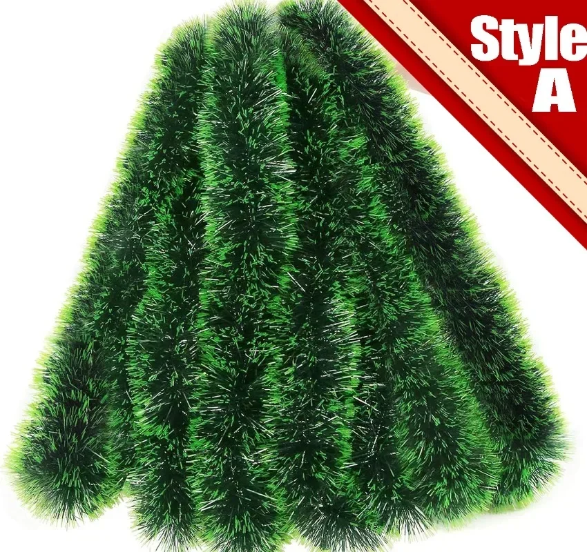 thumbnail image 1 of 60/2M Christmas Tinsel Ribbons Garland Green Wreath Cane Xmas Tree Hanging Pendent Ornaments Wedding Party Decoration Wholesale, 1 of 5