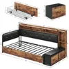 Corner Bed Frame, Twin Daybed with 2 Drawers & Charging Station, Platform Bed Frame Bookcase Headboard 2