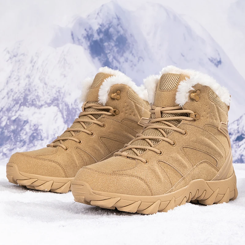 

2023 New Arrivals Mens Tactical Boots Comfort Warm Plush Winter Boots Men Anti-slip Wear-resistant Men Hiking Shoes Plus Size 47