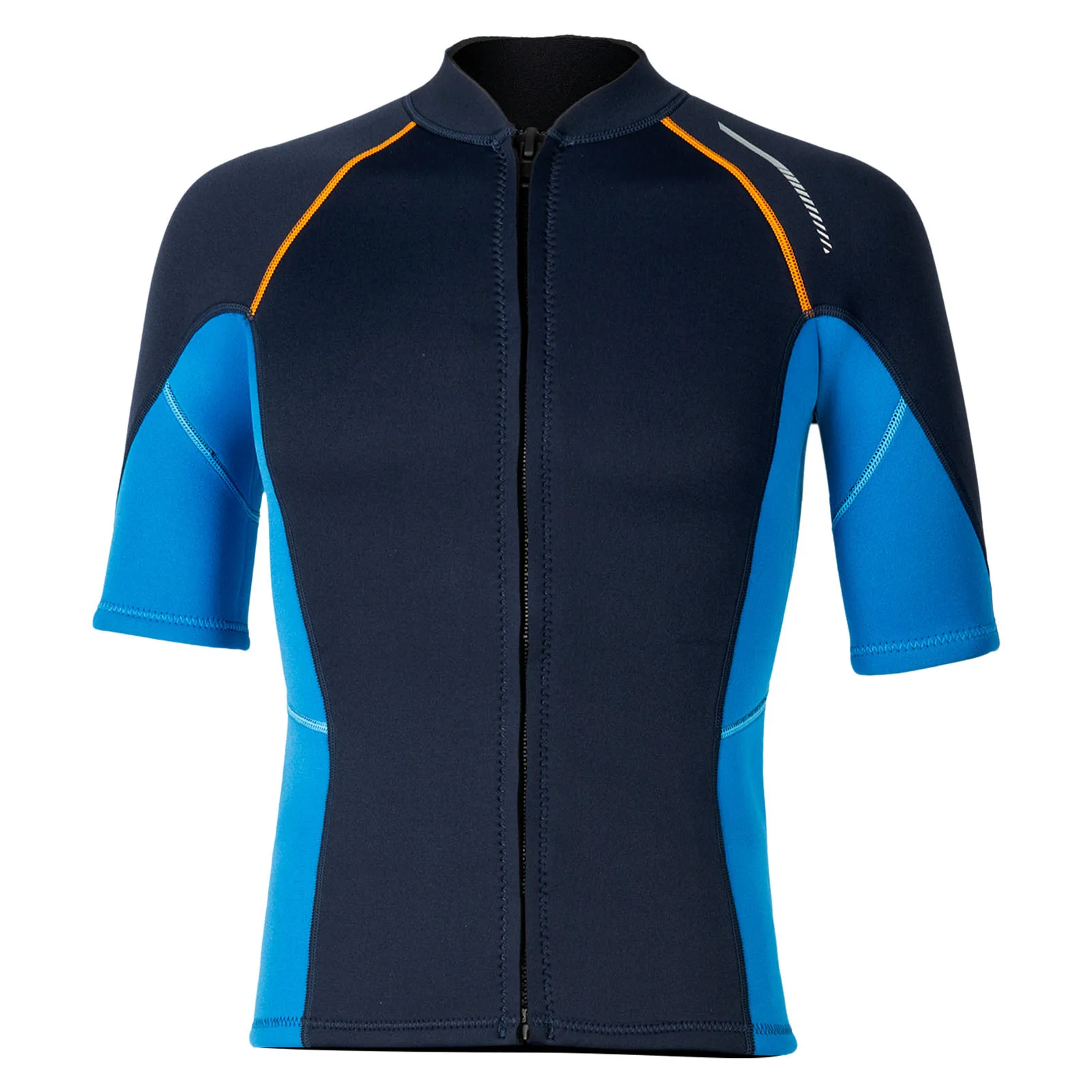 Men's Rash Guard Swimsuit Tops Short Sleeves Front Zip Wetsuit Top 1.5mm Neoprene Swim Tops Swimming Diving Surfing Snorkeling