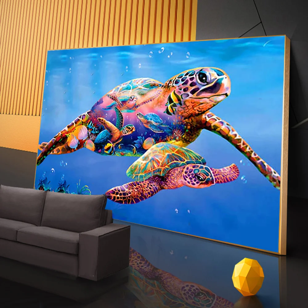 AZQSD Diamond Painting Animal Sea Turtle Handmade Rhinestones AB