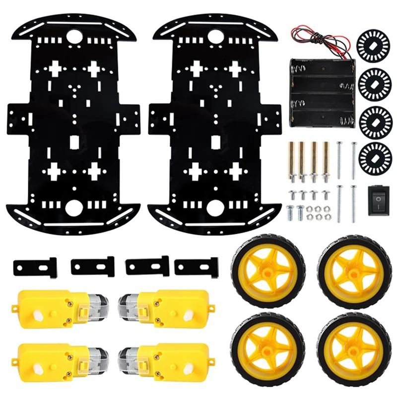 Kit Robot Tank 4WD monté, câblé à une carte Arduino Uno, capteurs ultrason et module L298N visibles