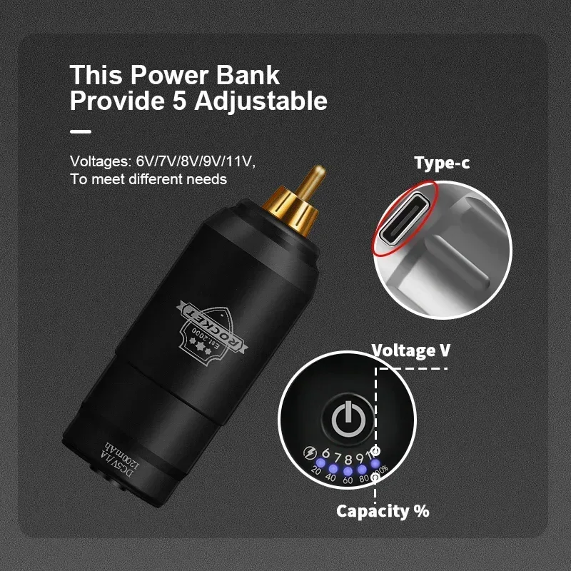 Mini Rocket Tattoo Machine Set 2Pcs Wireless Tattoo Power Supply RCA Interface Rotary Pen Kit tattoo supplies tattoo kit