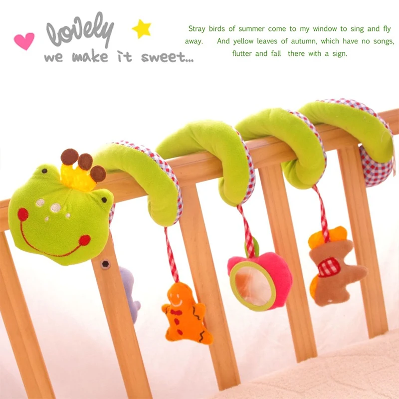 Baby Cot Hanging Toys, Accessories Cute Cartoon Frog Prince Colorful BB Sound With Teether, Haha Mirror Soothing Soft Plush Toys external usb sound card hifi magic voice 7 1ch microphone in audio out port free drive plug computer accessories