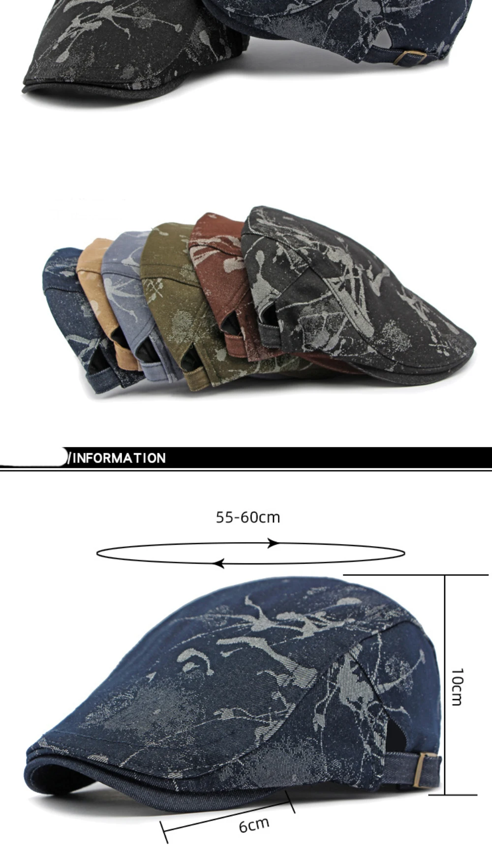 HT4363 Herren-Baskenmütze Damen Neue Frühling-Sommer-Herbst Ivy Flat Cap Künstler-Malermütze Graffiti-Baskenmütze Verstellbare Baskenmütze für Männer und Frauen – Detail 3