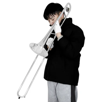 SLADE Bb Alto Trombone Brass Professional Silver Plated Alto Trombone Wind Instrument with Case Mouthpiece Gloves Cleaning Cloth