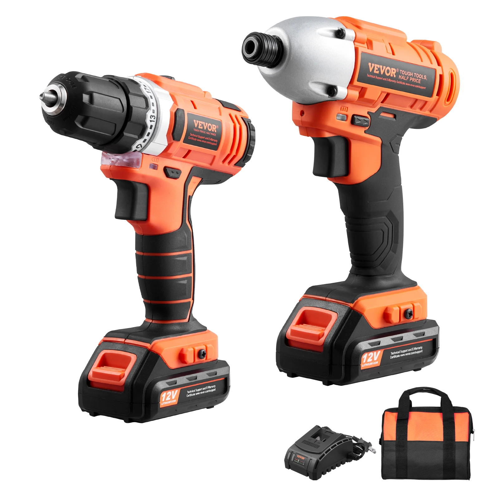 Cordless Power Tool Combo Kit with Drill and Impact Driver