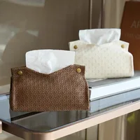 Living Room Coffee Table PU Leather Tissue Box Nordic Simple Plain Paper Tissue Boxes 1