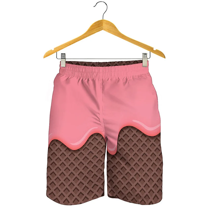Cartoon Ice Cream Beach Shorts Mens Womens 3d Print Sports Surf Board Shorts Kids Cool Street Short Pants Gym Y2k