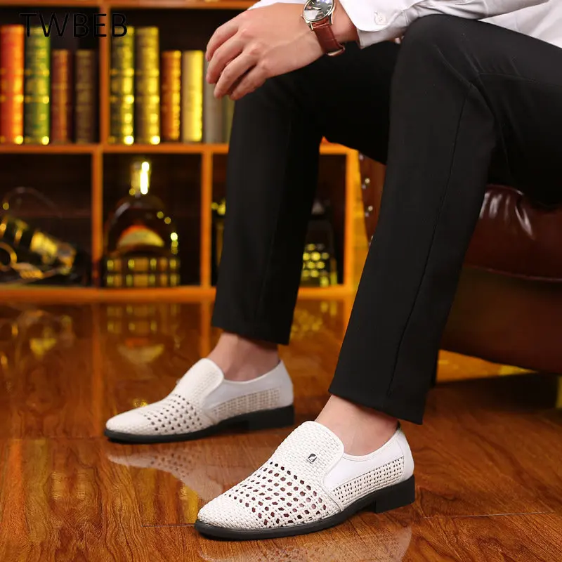 

Sell Well Men Loafers Leather Men Shoes Summer Hollow Breathable Oxfords Man Casual Shoes Slip on Formal Dress Shoes for Man