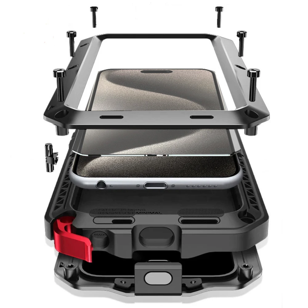 Case For iPhone 15 14 13 12 11 Pro Max XS XR 8 7 Plus SE 2020 Metal Heavy Duty 360 Full Body Shockproof Armour Protective Cover