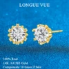 Real 14K Gold Snowflake Ear Studs For Women Moissanite Diamond Stud Earrings 1CT 2CT D VVS1 Trend Wedding Fine Jewelry