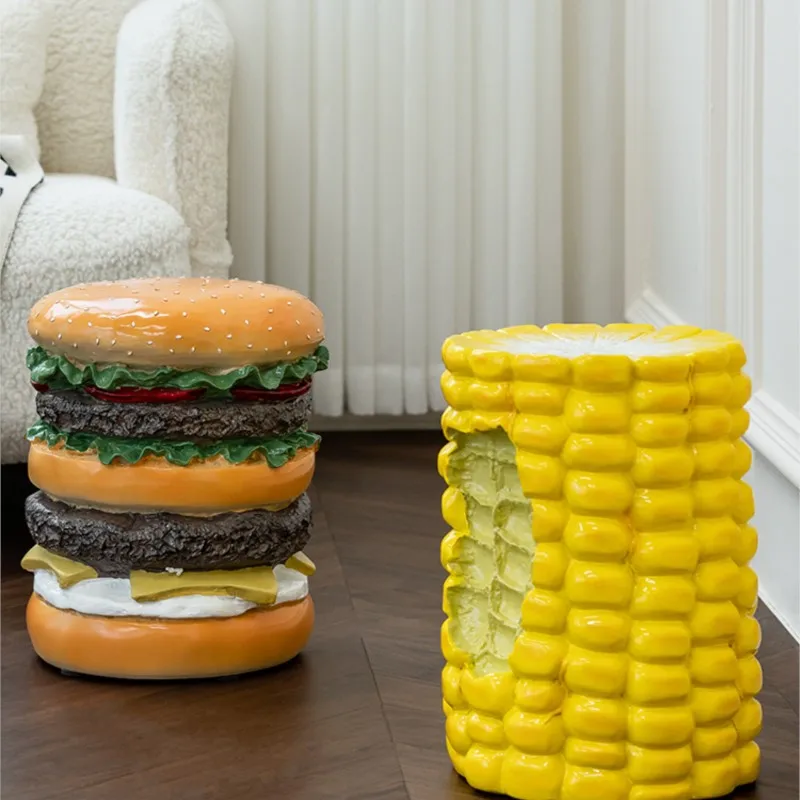 

Nordic Creative Hamburger Corn Low Stool Home Net Red Ins Living Room Small Stool Door Changing Shoe Stool
