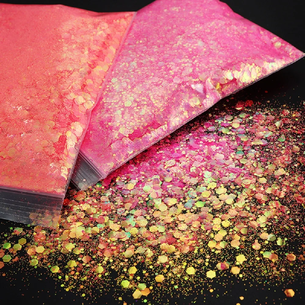 

Блестящие смешанные шестиугольные Блестки для ногтей, 50 г, объемные блестящие украшения, свободные аксессуары 0,2/1/3 мм