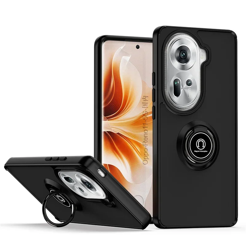Matte Shockproof Phone Case with Magnetic Ring Stand Holder