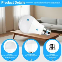 4 шт. AC 220 В 240 В B22 Светодиодные лампы 3 Вт 8 Вт 9 Вт 12 Вт 15 Вт 18 Вт 24 Вт 80-100 лм/Вт Лампада Лампы для гостиной Дома Крытый светодиодный Bombilla — изображение 6