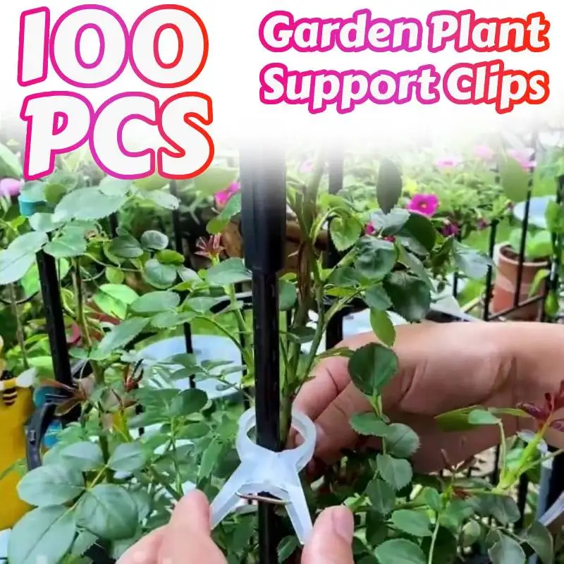 

100 Pieces Garden Plant Clips Vertical Gardening Tools Flower Plant Clamps for Climbing Plants Roses Cucumber Grape Vine Garden