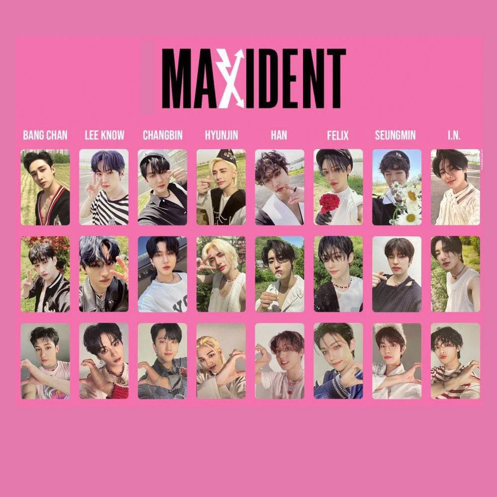 

8Pcs/Set Stray Kids Photocard KPOP MAXIDENT Album Lomo Card Double-sided Postcard HyunJin Felix Han Fans Collectibles Gift D6