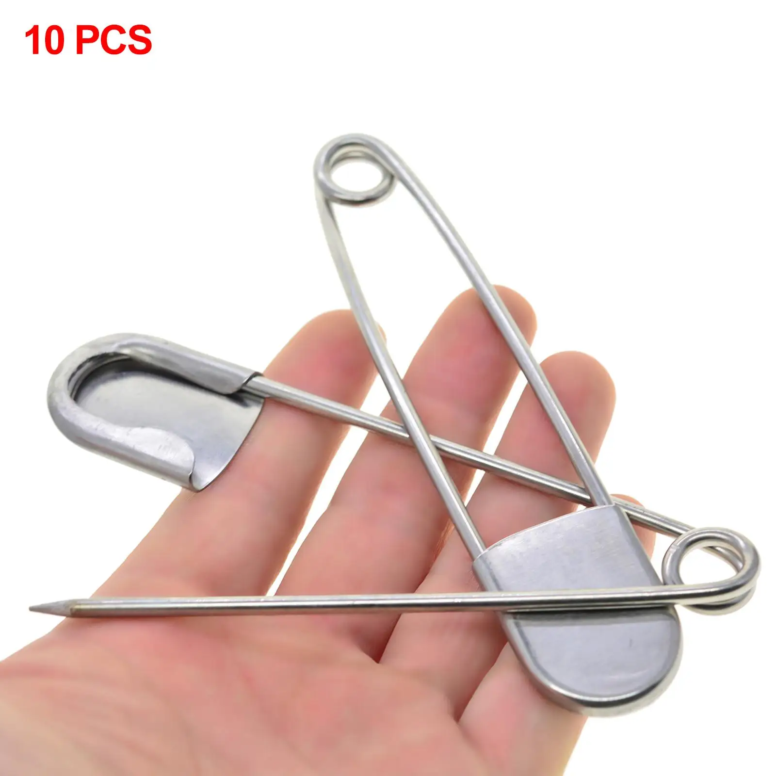 4 pcs. Finger Big Jumbo Safety Pin Heavy Duty Stainless Steel Large Cra  fting