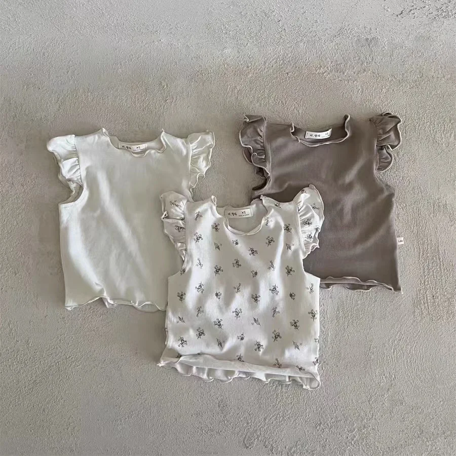 

6800 Baby Clothes 2023 Summer New Korean Girl's T Shirt Thin Cotton Soft Floral Girl's Tops Short Sleeve T-shirt Tees