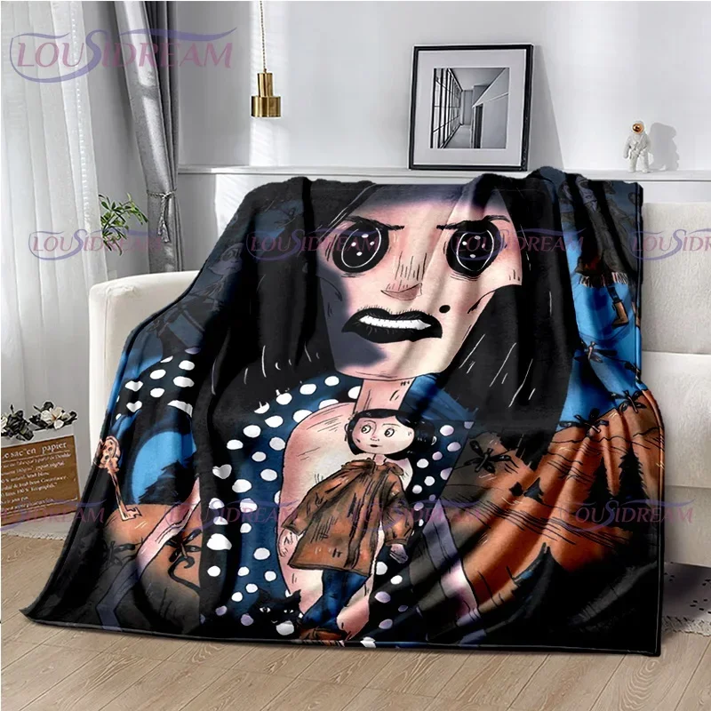 Gothic Style Animation Coraline Print Blanket Children's Blanket Family Napping Sofa Blanket Bed Warm Blanket Soft Bedspread 5