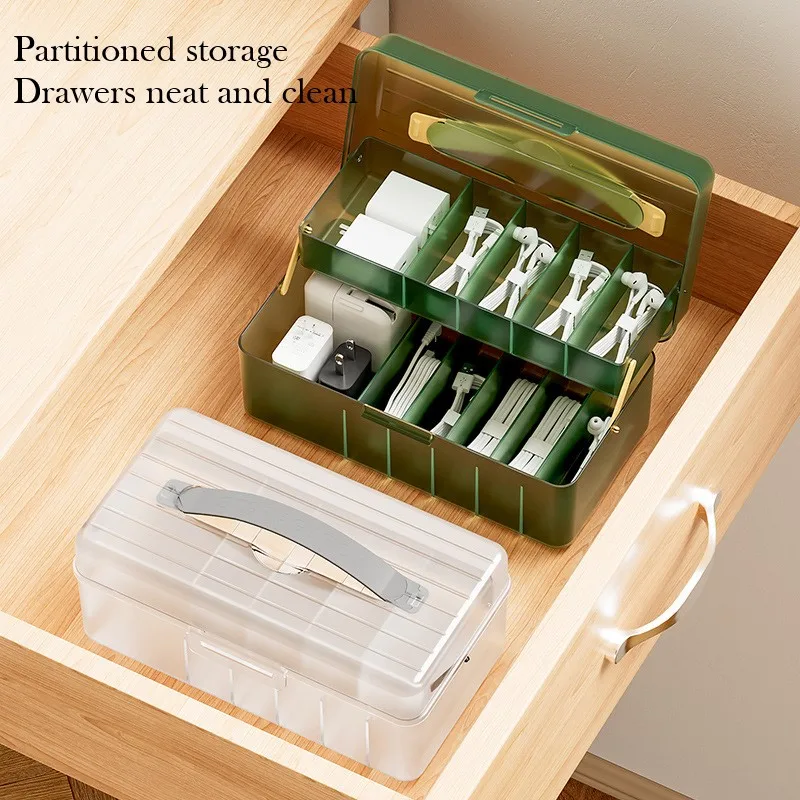 Portable Cable Organizer Box with Lid - USB Cord Sorter and Desk Accessory