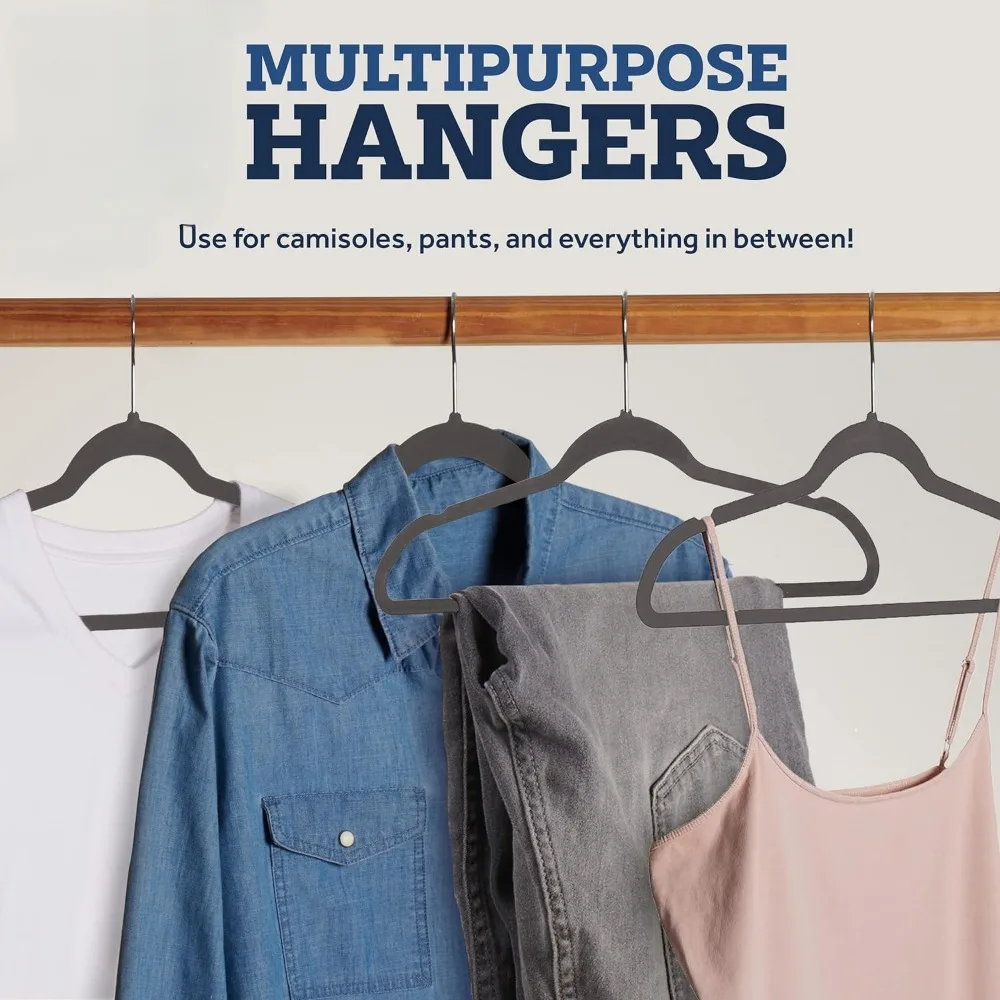 Heavy Duty Hangers Coats Pants Dress Non Slip Space Saving Felt Hanger Cloth Organizer Clothes Drying Rack Home Accessories 6