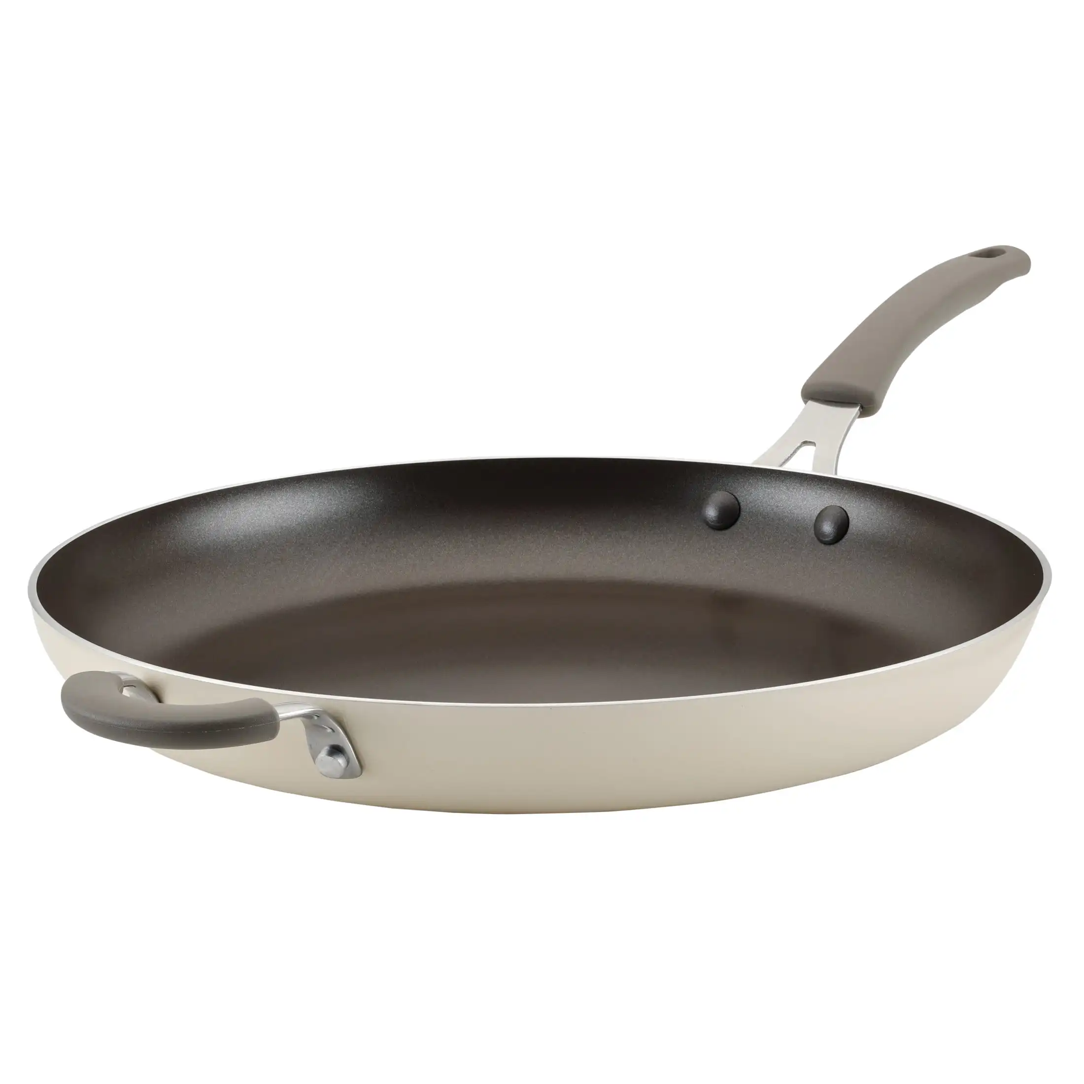 

Rachael Ray Cook + Create Aluminum 14" Nonstick Frying Pan Almond Spacious Fast and even Made of aluminum