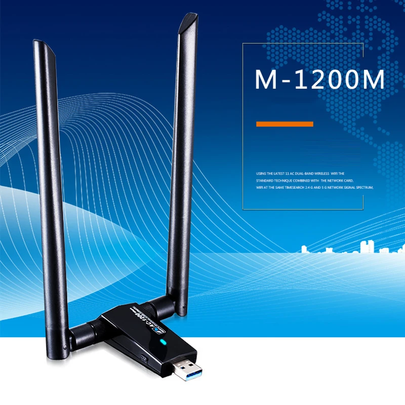 

1200Mbps Wireless USB Wifi Adapter Usb 3.0 Ethernet Dual Band 2.4G 5.8G WiFi Receiver Quick Installation Network Card