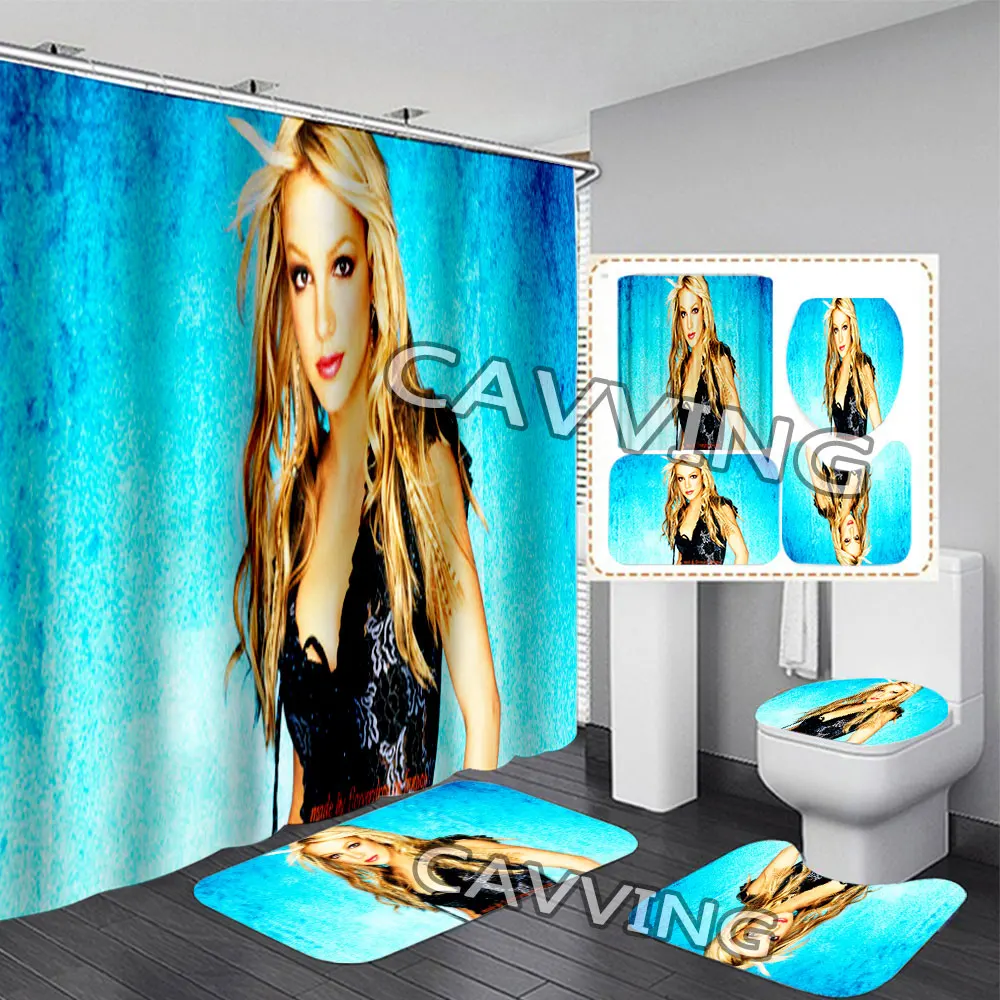 

Britney Spears 3D Shower Curtains Waterproof Bathroom Curtain Anti-slip Bath Mat Set Toilet Rugs Carpet Home Decor H02