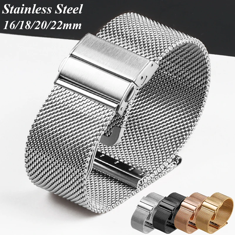 Quick Release Mesh Milanese Loop Uhrenarmband 16mm 18mm 20mm 22mm Edelstahl Metall Faltschließe Handgelenkband für DW Uhr