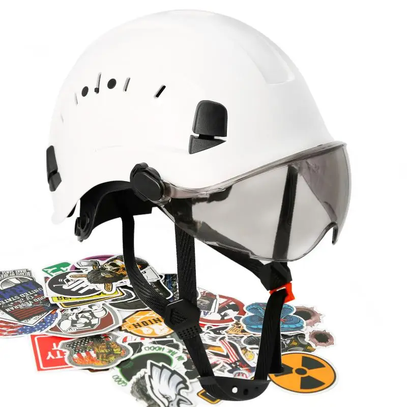 Construction Safety Helmet with Visor DIY Stickers For Engineer ABS Hard Hat Industrial Work Cap Rescue Head Protection CE ANSI
