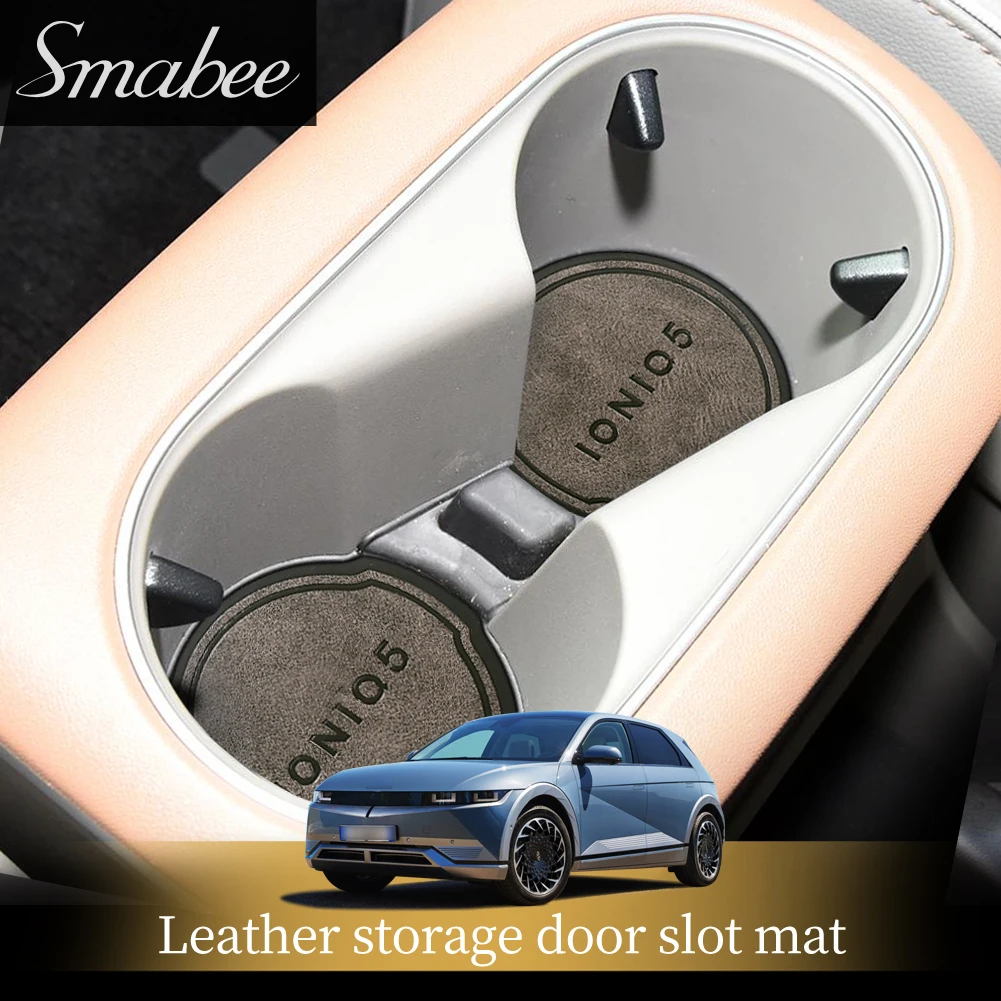 

RongMall Leather Gate Slot Cup Mat for Hyundai Ioniq 5 2021 2022 Cortex Door Groove Pad Interior Accessories Coaster Decoration