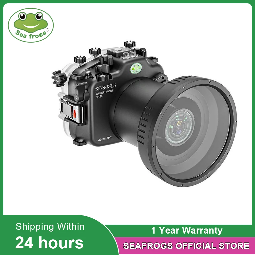 Seafrogs Aquabox Custodia Subacquea Con 6 "Porta Standard Piatta Lunga Per Obiettivo Fujifilm X-T5 Xf 16-55 Xc16-50 Xf18-55