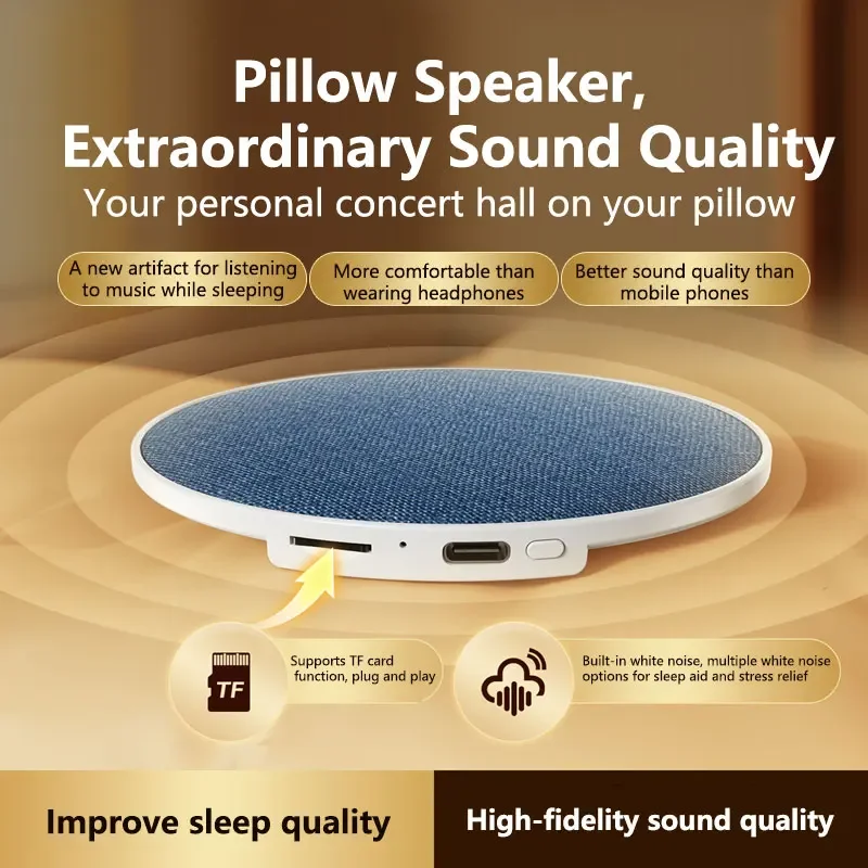 Wireless Pillow Speaker Sleep Aid 360&deg; Surround Sound Bluetooth 5.4 HiFi Stereo Sound Private Audio