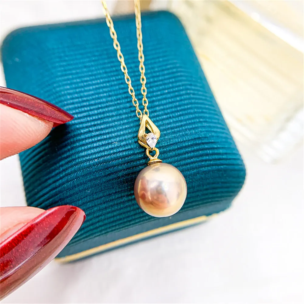 

DIY Pearl Accessories S925 Sterling Silver Pendant Empty Holder K Gold Jade Necklace Pendant with 8-12mm Round Oval Bar