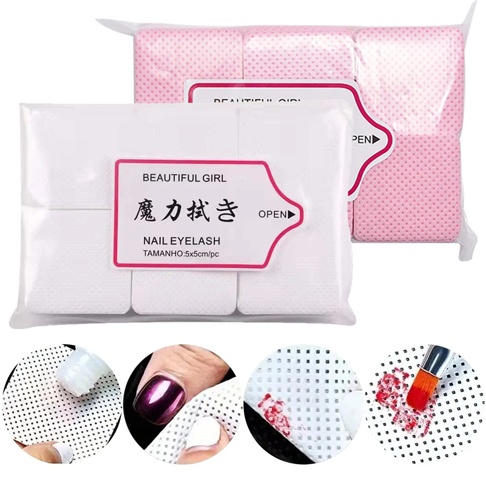 300/600Pcs Manicure Pads Nails Extractor without Fibe Nail Cleanser Remove Pads Wipes Manicure Fake Nail Accessories