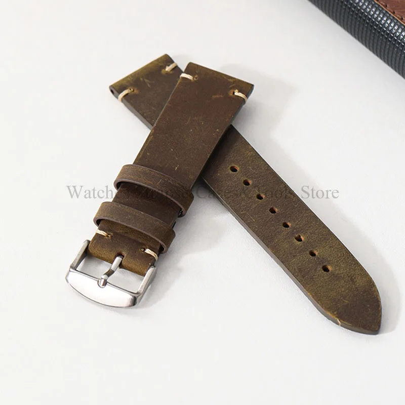 Vintage Crazy Horse Leather Watchband - Universal Fit