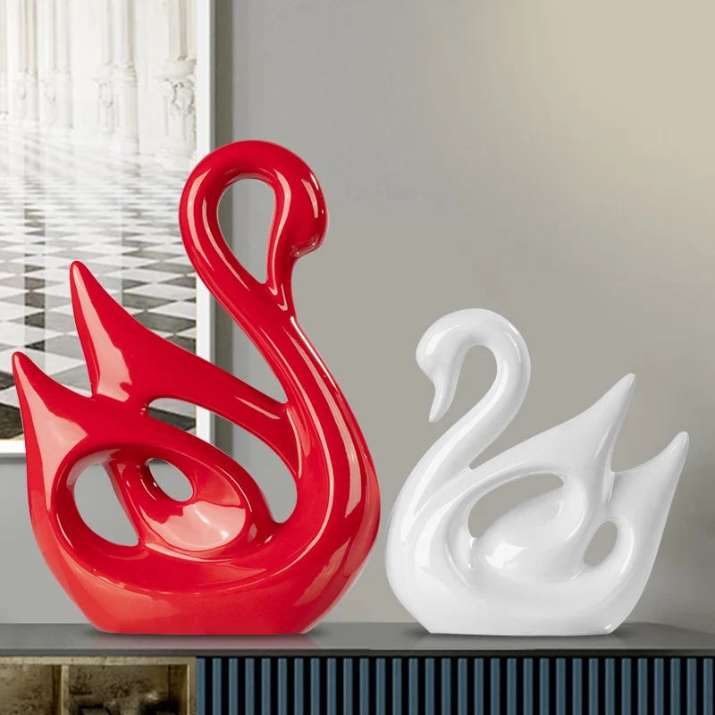 

Swan Ornament Ceramic Craft Modern Simple Home Living Room Wine Cabinet Bedroom Ornament Living Room Desk Ornament Home Ornament