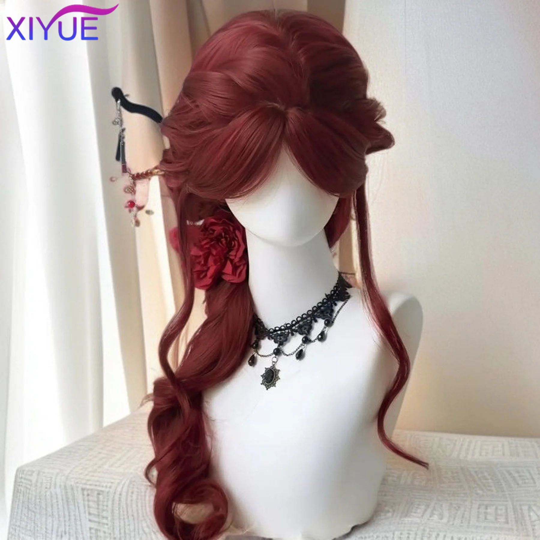 Red Synthetic Wigs Long Body Wavy Wig Natural Hairline Daily Red Hair Heat Resistant Fiber Smooth Party Cosplay Wig