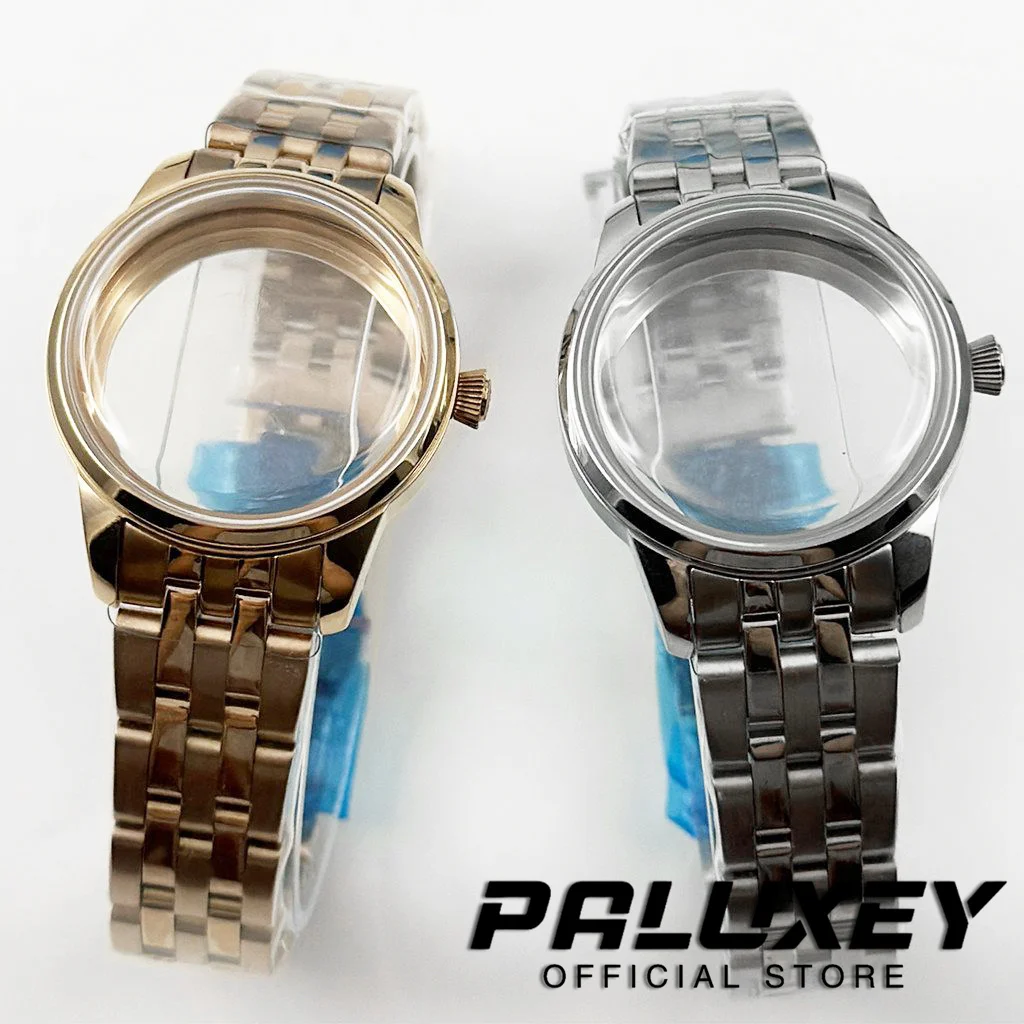 Elegant 33MM Ladies Cocktail Stainless Steel Watch Case with Arch Glass and Transparent Backcover