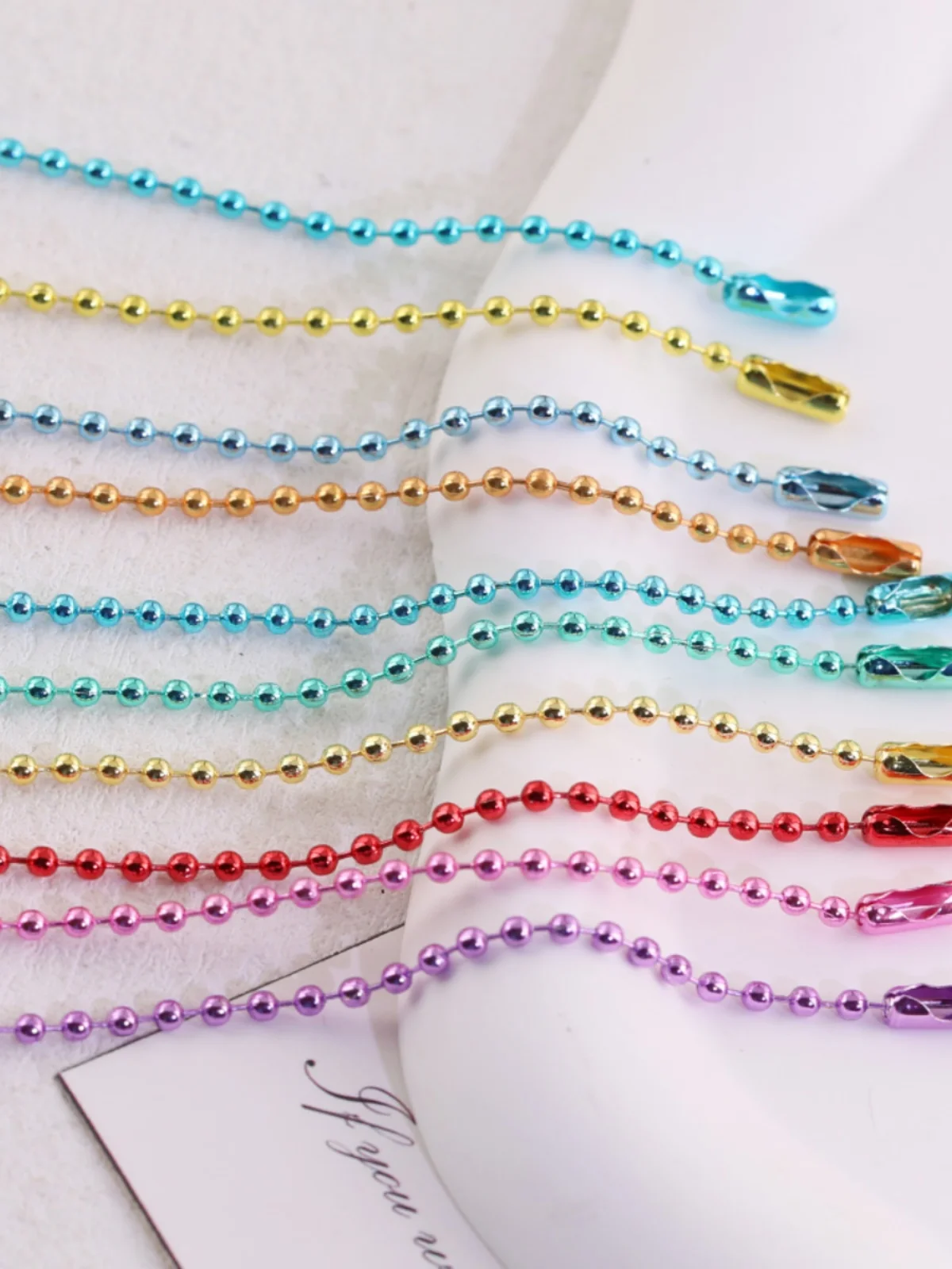  Metal Electrolysis Bead Chain Tag Chain DIY Handmade Doll Bag Pendant Chain Jewelry Material Accories