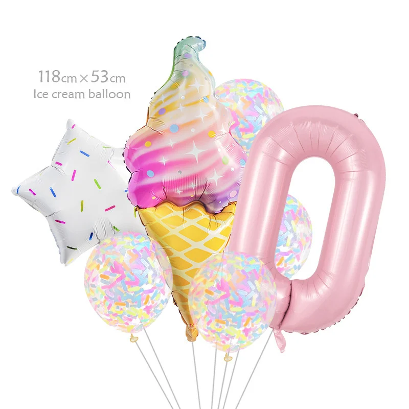 8-teiliges Donut-Eiscreme-Stern-Ballon-Set aus buntem Papier, Konfetti-Ballon-Set für Babyparty, Mädchen-Donut-Geburtstagsparty-Dekorationen – Detail 3