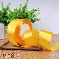 Premium Silk Satin Ribbon Roll for Crafts and Decorative Use, Multiple Width Options Available (Golden Yellow)