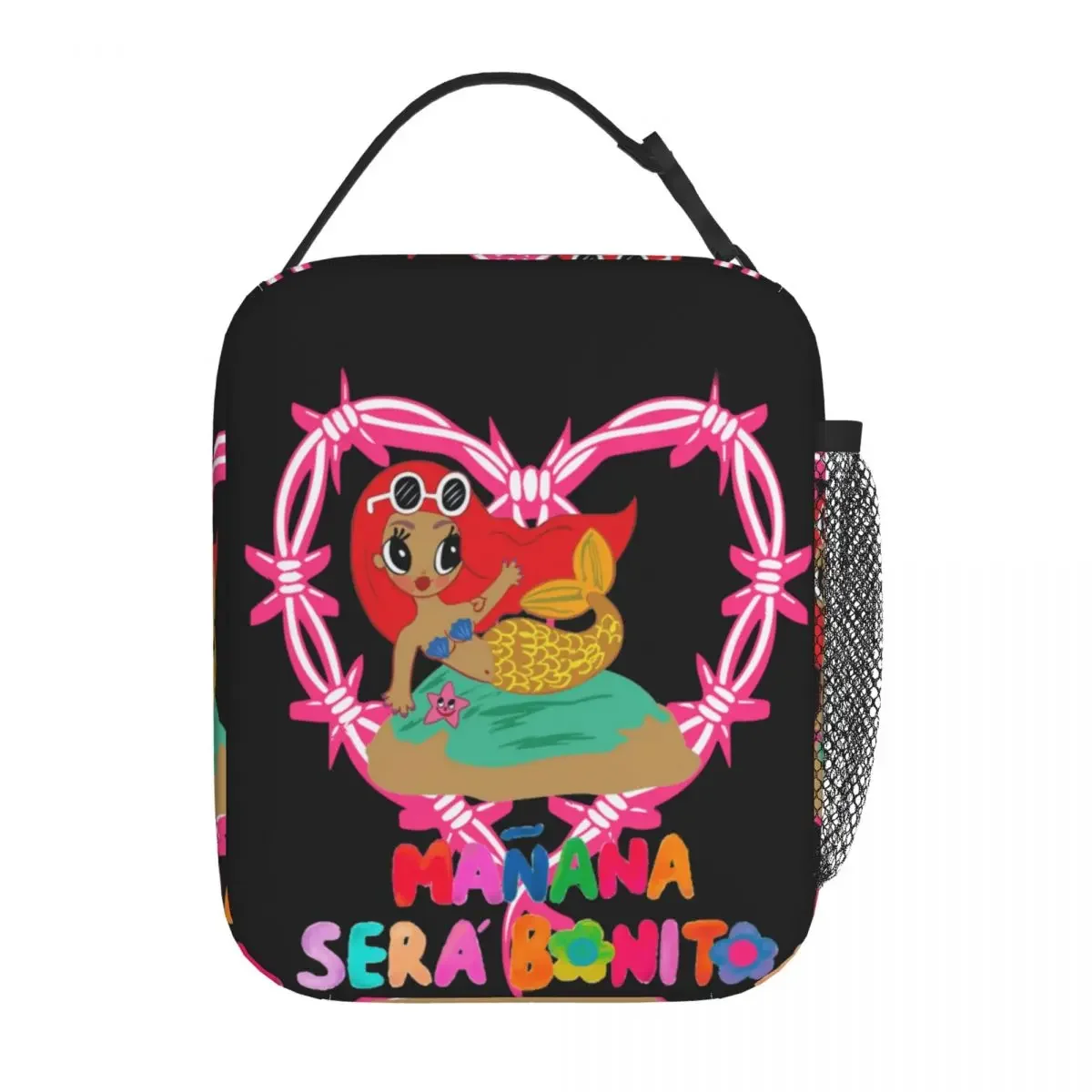 Karol G Sirenita Lunch Bag For Student 2023 Heart Cartoon Lunch Box Picnic Portable Zipper Thermal Lunch Bags Oxford Cooler Bag